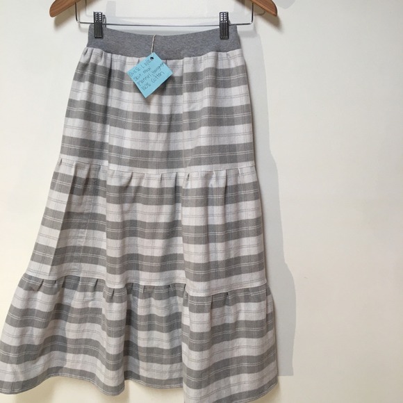 Skirt Flannel Girls Sz L 10/12 Gray Plaid Heavyweight Maxi Mom and Pop's Kids - Picture 1 of 8